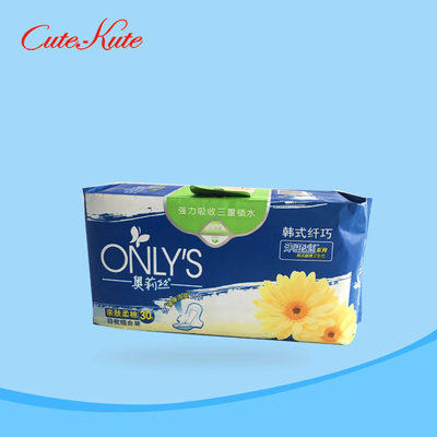 Bantalan Pembalut Wanita Bernapas Bantalan Menstruasi Alami Ion Perak 245mm