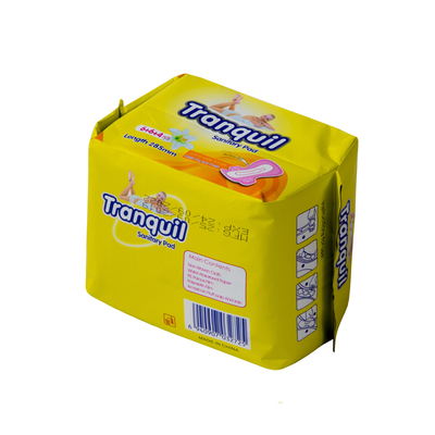 410mm Sanitary Napkin Diaper Lemon 0.8D Cotton Feminine Pads Untuk Penggunaan Malam Hari